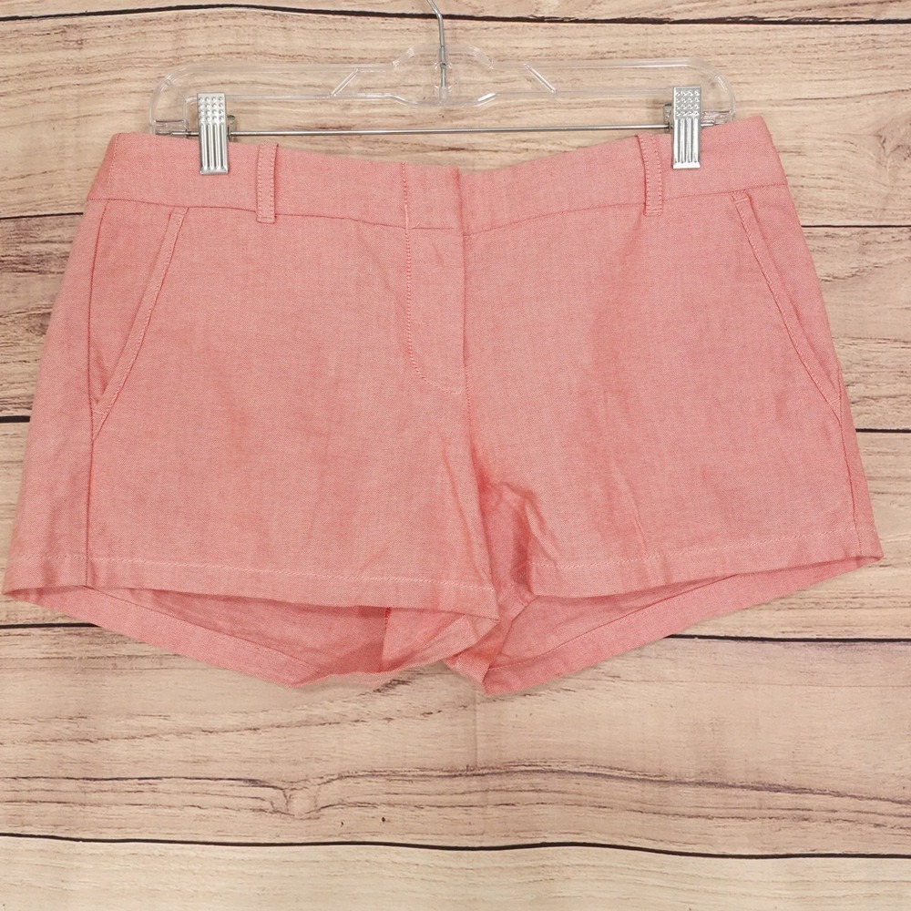 J Crew Chino Shorts Women 6 Coral Pink Excellent Cotton A4505 Flat Front 3in